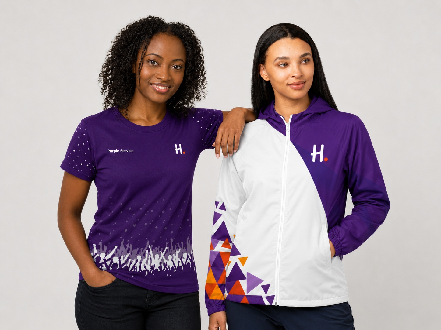 Clan Kapari custom apparel worn by two models